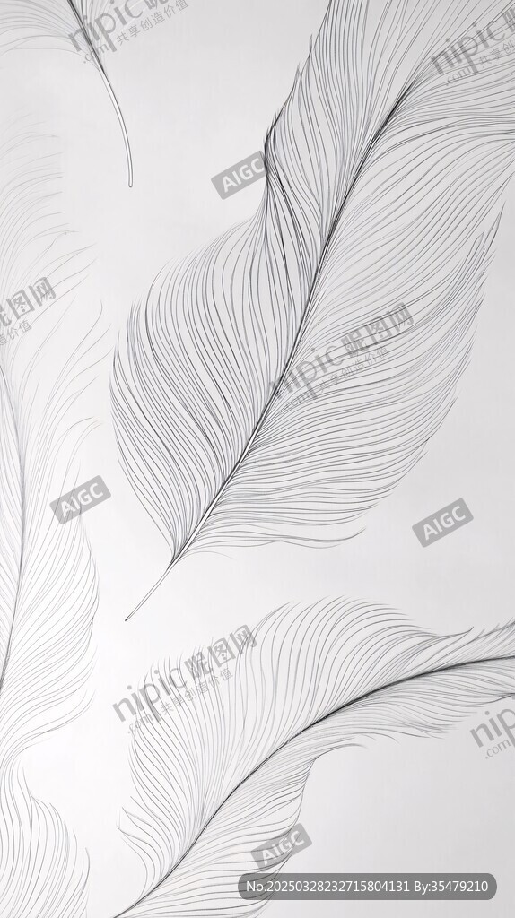 簡約線條羽毛背景圖案