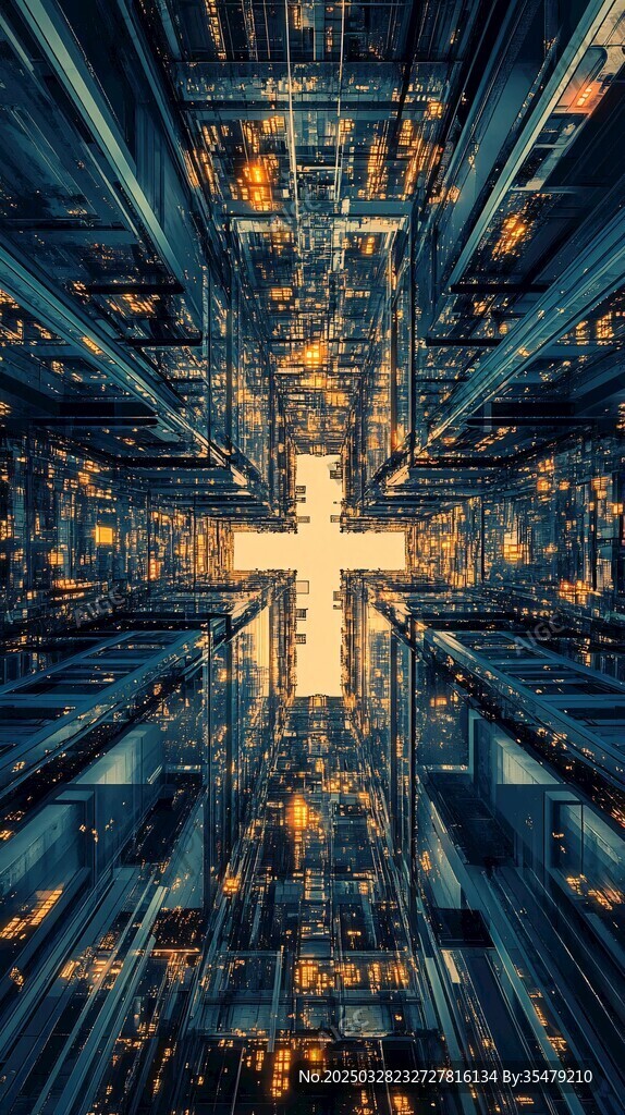未來科技感的城市空間景象