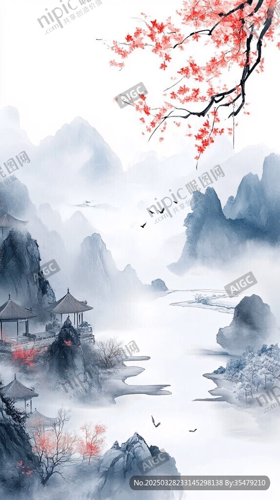 水墨山水間的詩(shī)意景致