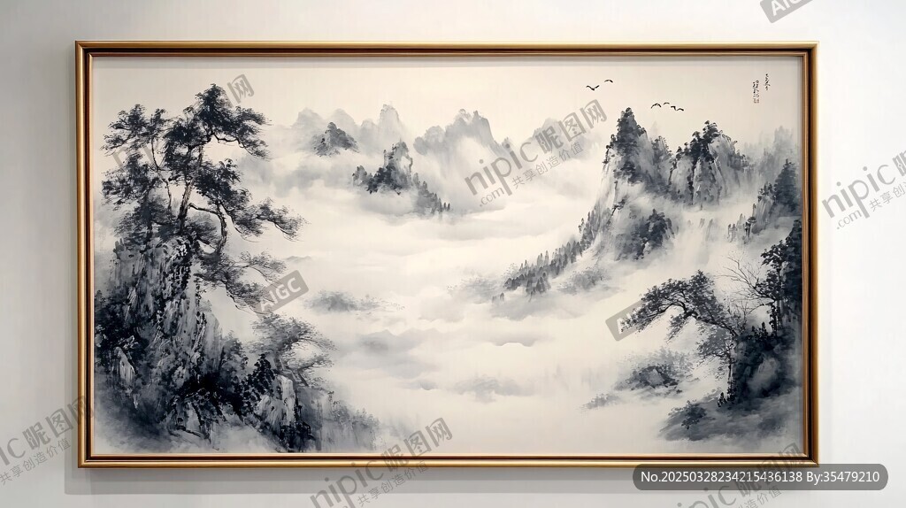 中式水墨山水裝飾畫