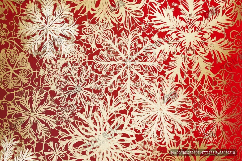 紅底金色雪花精美花紋圖案