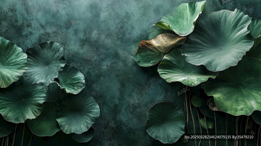 墨綠荷葉背景圖
