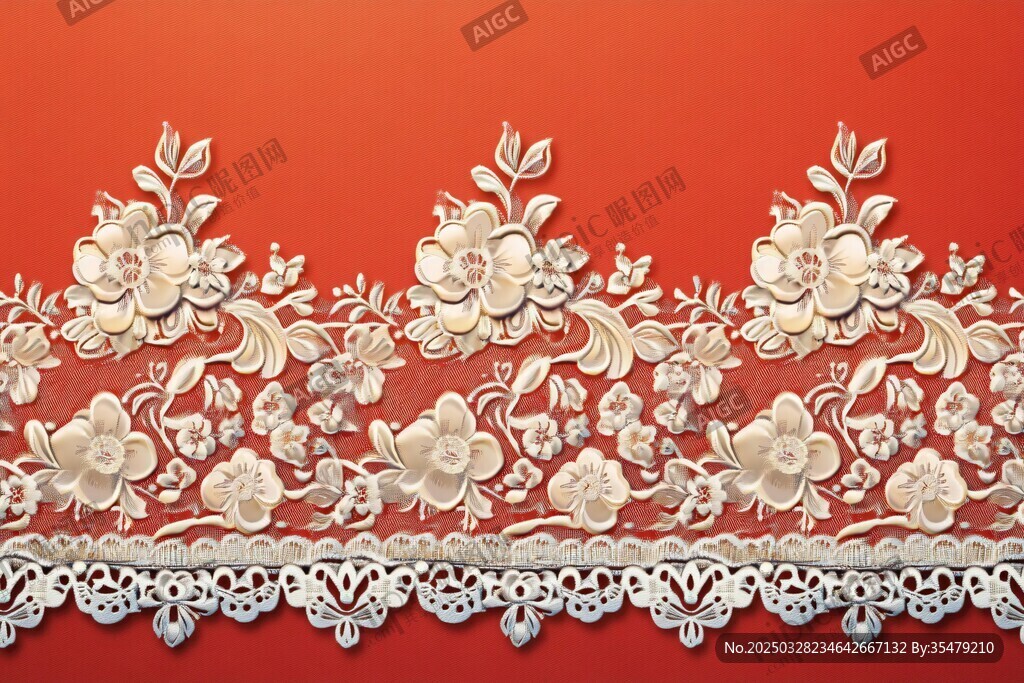 精美白色蕾絲花邊裝飾