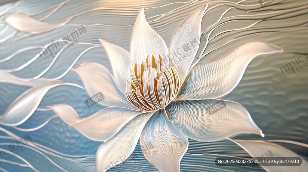 立體浮雕風白色花卉圖案