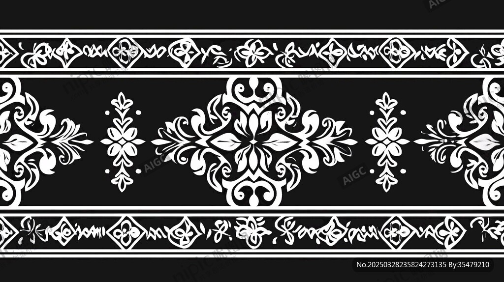 黑白經(jīng)典花紋裝飾圖案