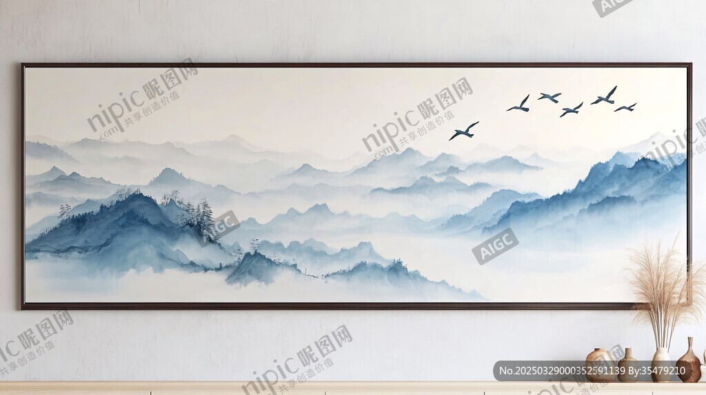 中式水墨山水掛畫意境美