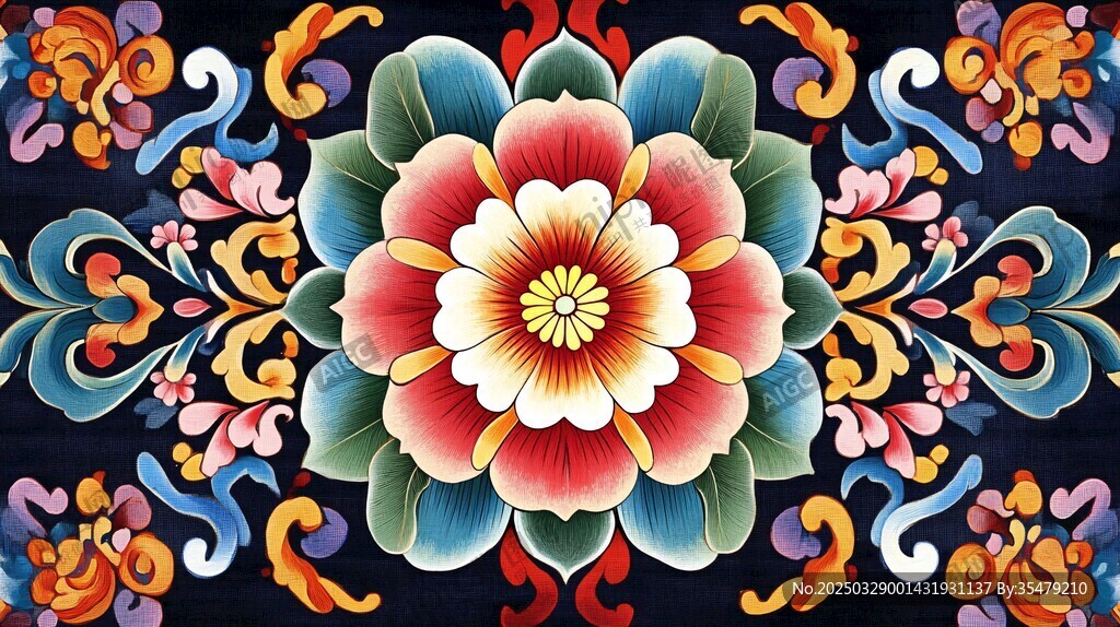 中式傳統花卉紋樣圖案