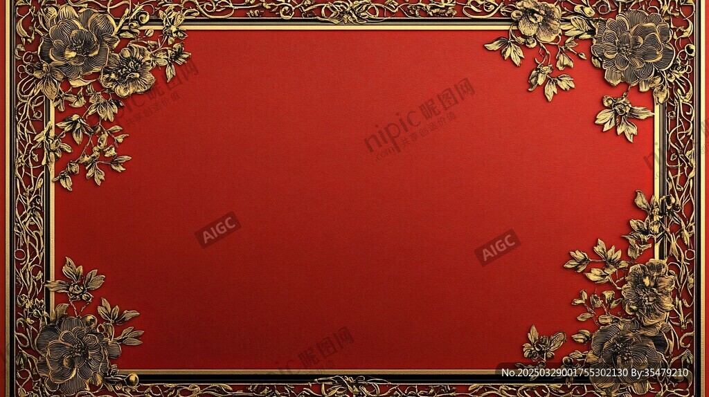 紅底金紋中式華麗邊框