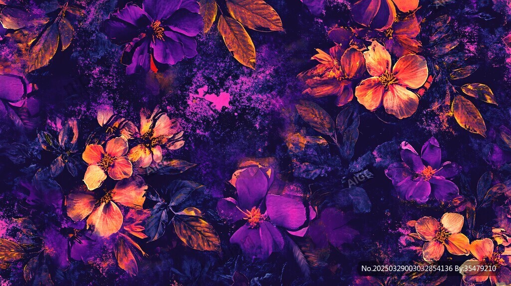 夢幻紫調花卉圖案背景