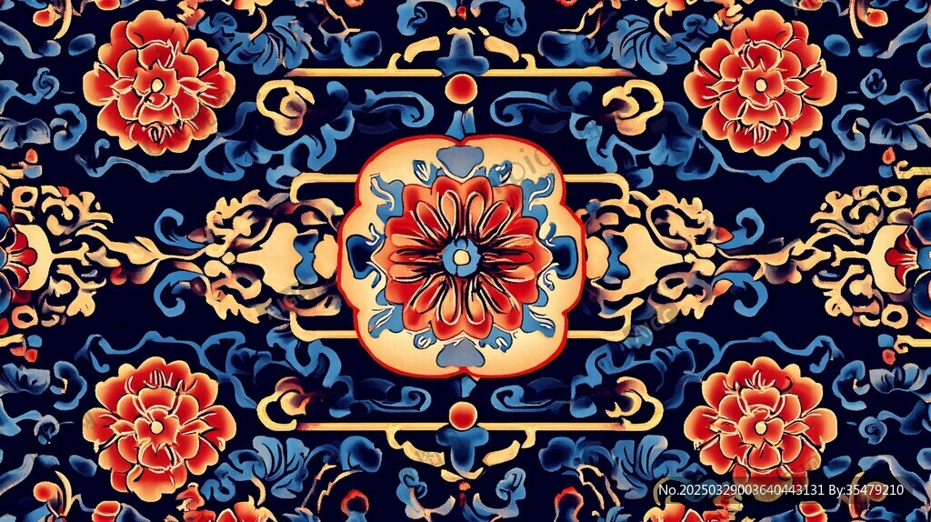 中式傳統(tǒng)花卉刺繡圖案