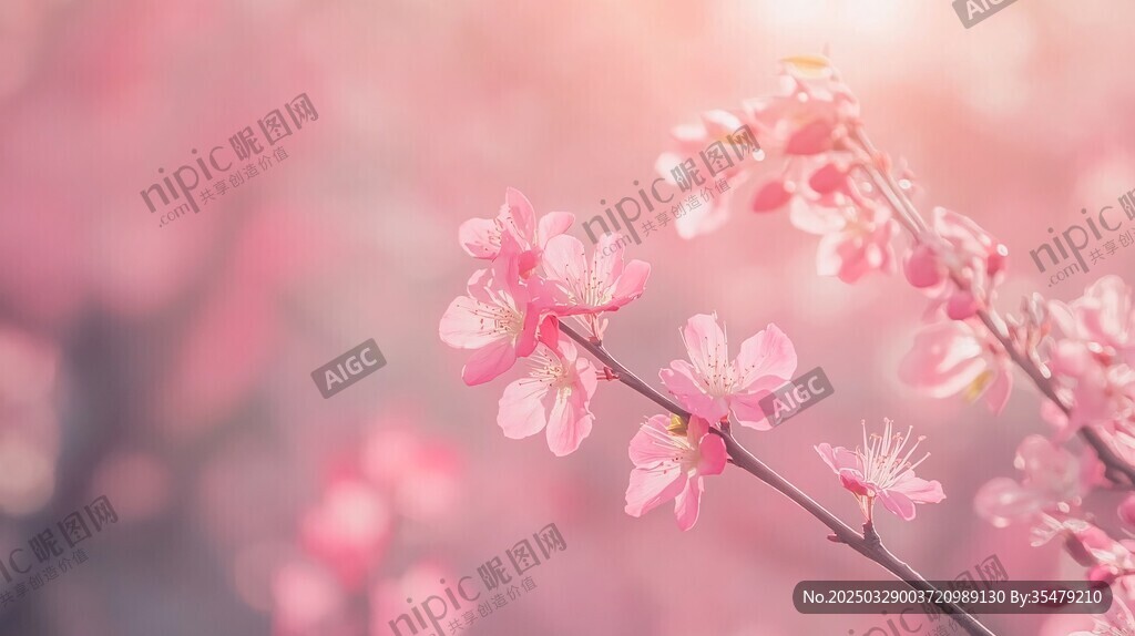 春日粉嫩櫻花綻放美景