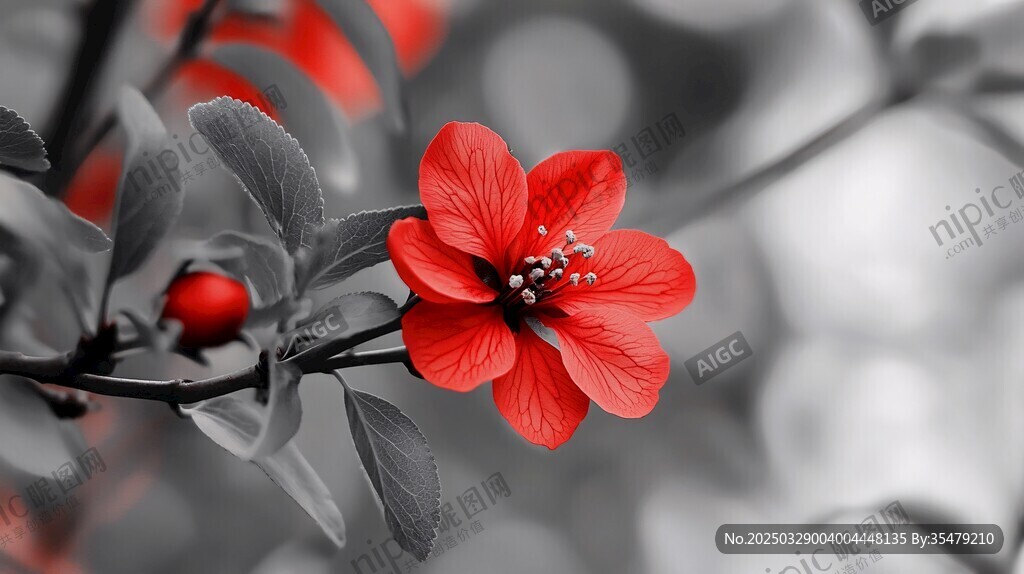 紅花朵朵綻放枝頭