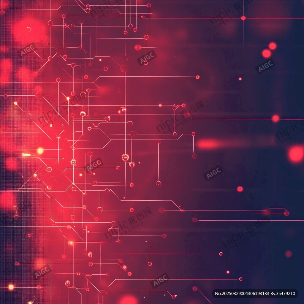 科技感紅色電路背景圖案