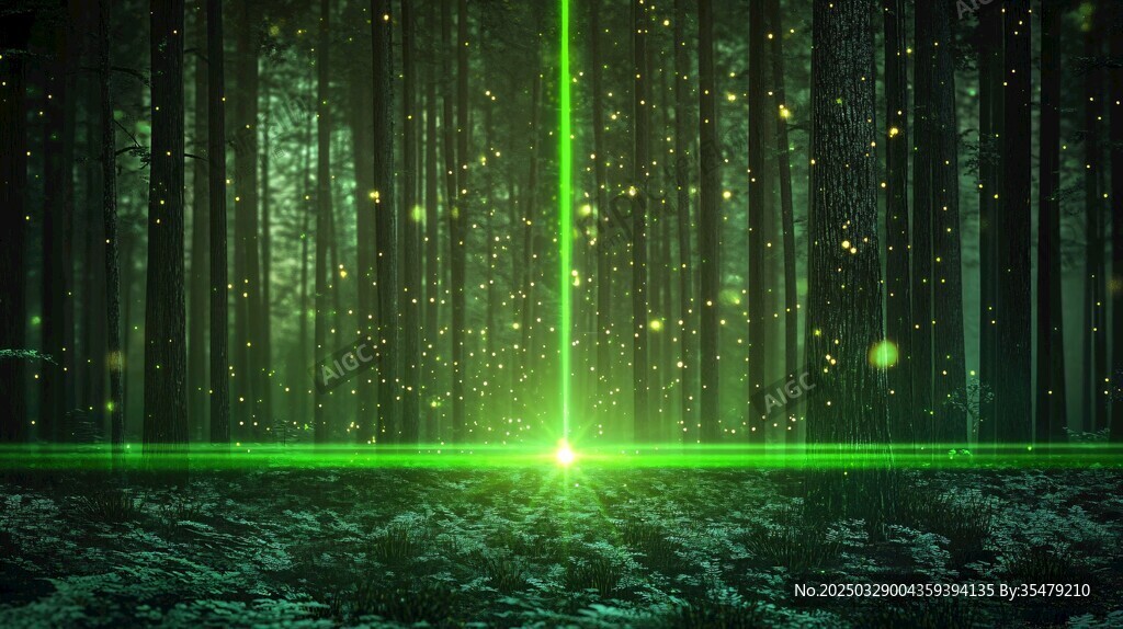 夢(mèng)幻綠光森林奇幻場(chǎng)景