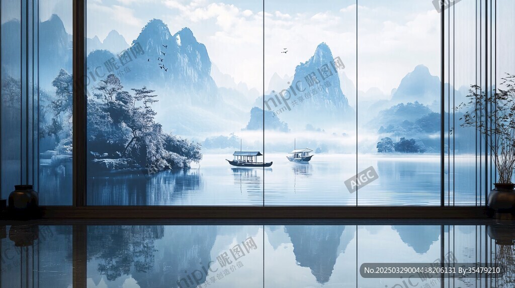 中式山水窗景意境空間