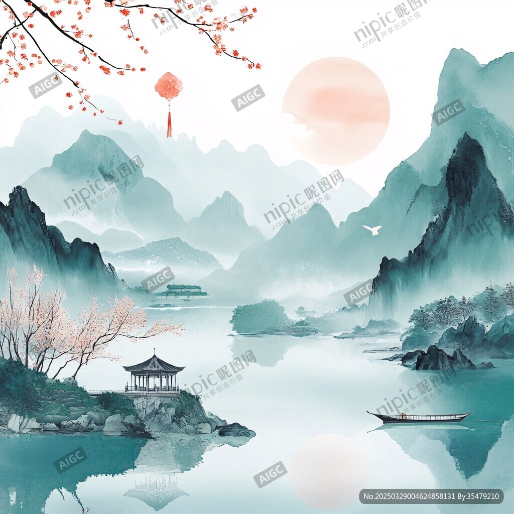 水墨山水間的詩意景致