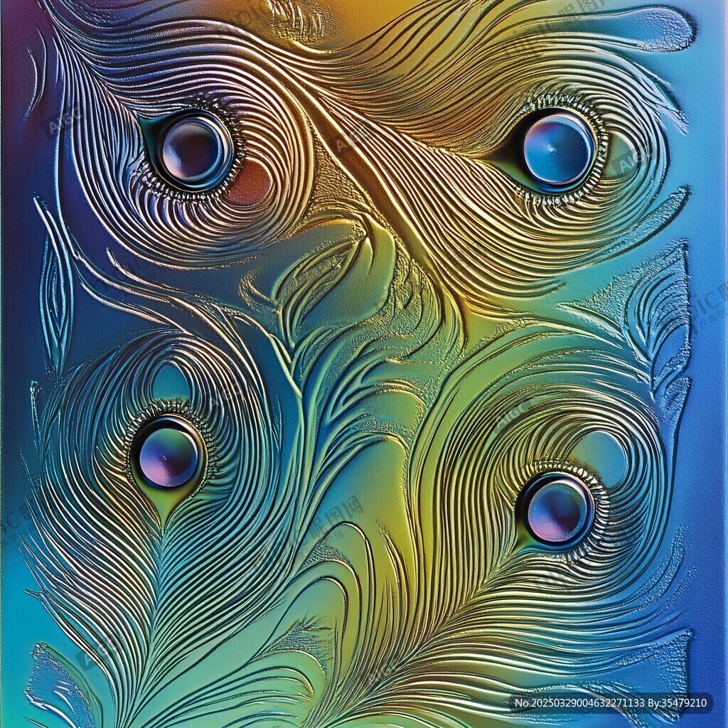 夢幻炫彩孔雀羽毛圖案