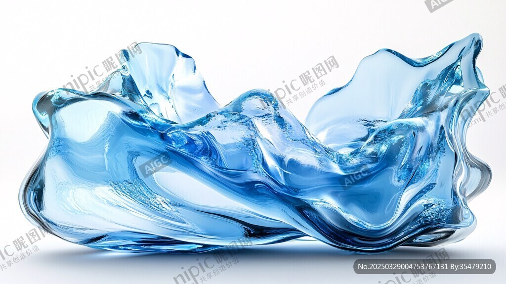 夢(mèng)幻藍(lán)色流動(dòng)玻璃藝術(shù)品
