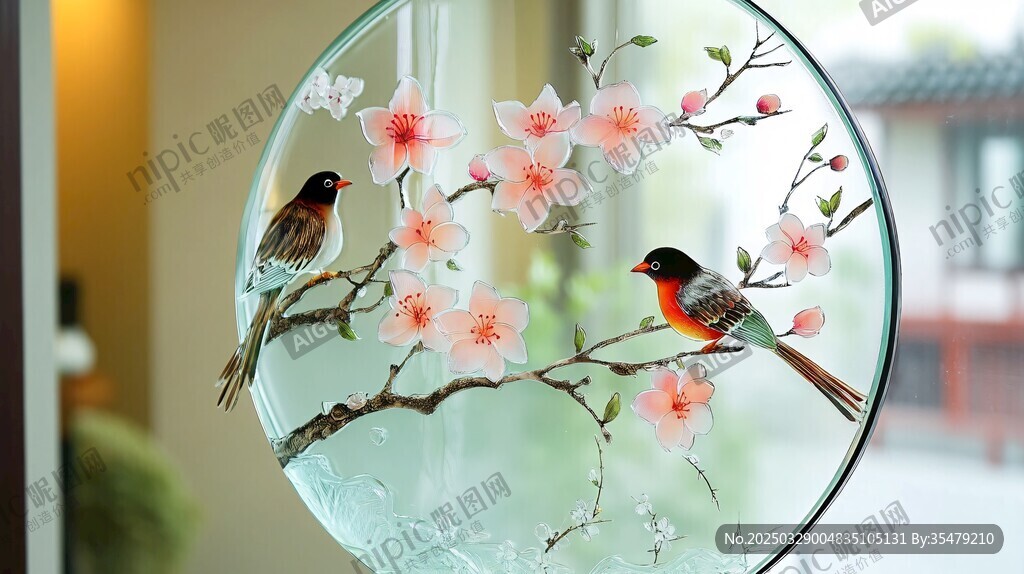 圓形花鳥圖飾
