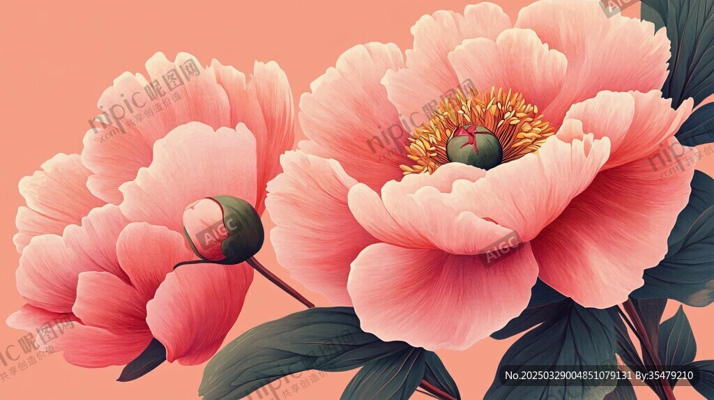粉色嬌艷牡丹花綻放