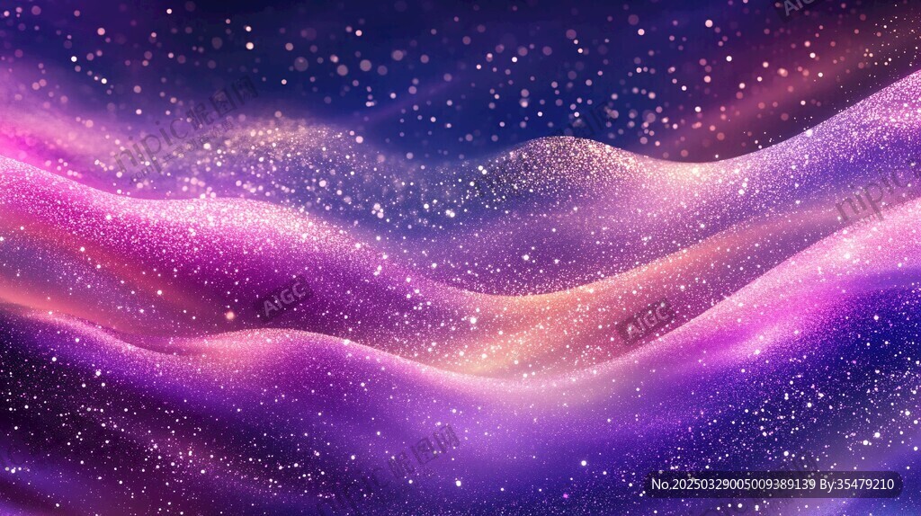 夢(mèng)幻星空紫色波浪背景圖