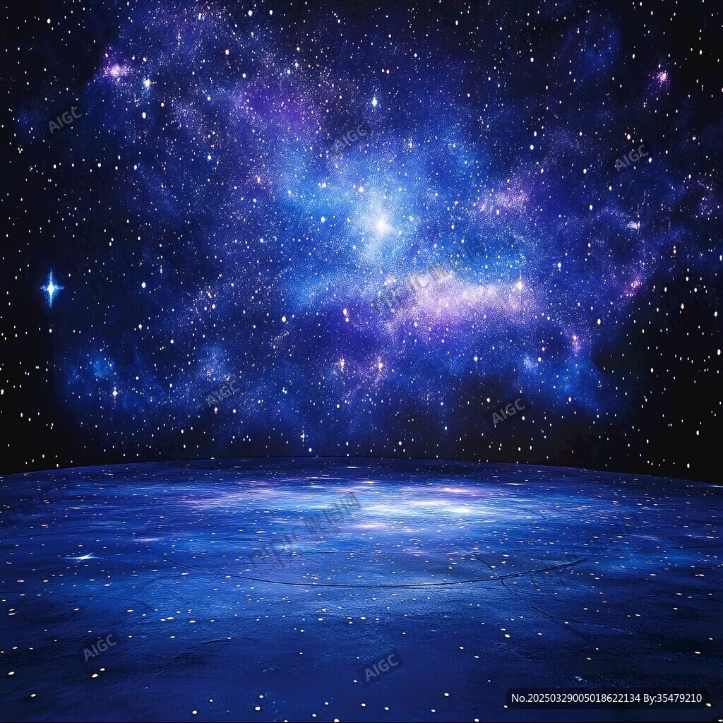 夢幻星空下的靜謐藍色世界