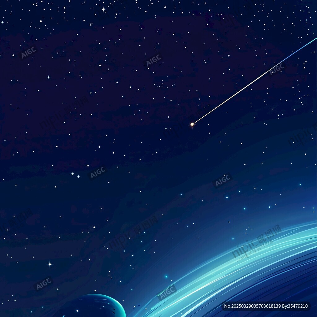 夢幻星空下的流星美景