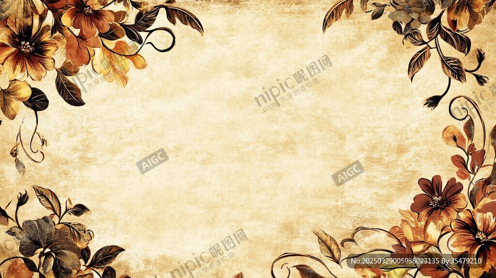 復古花卉邊框背景圖