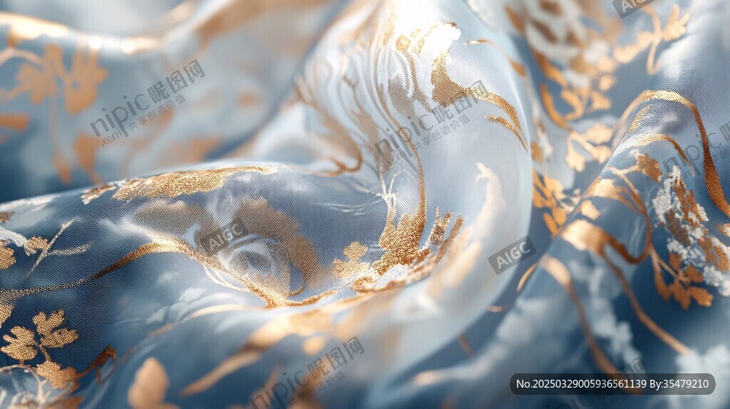 藍底金紋絲綢的優(yōu)雅紋理