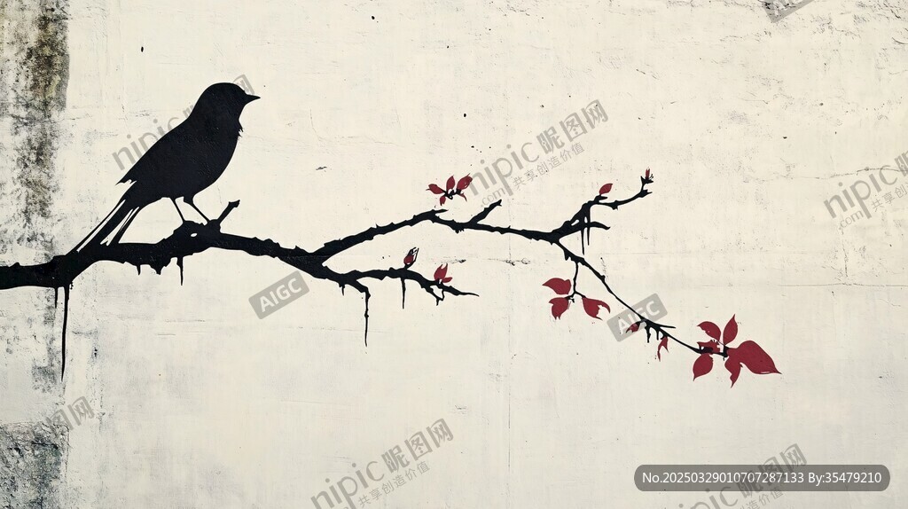 枝頭小鳥(niǎo)伴紅葉