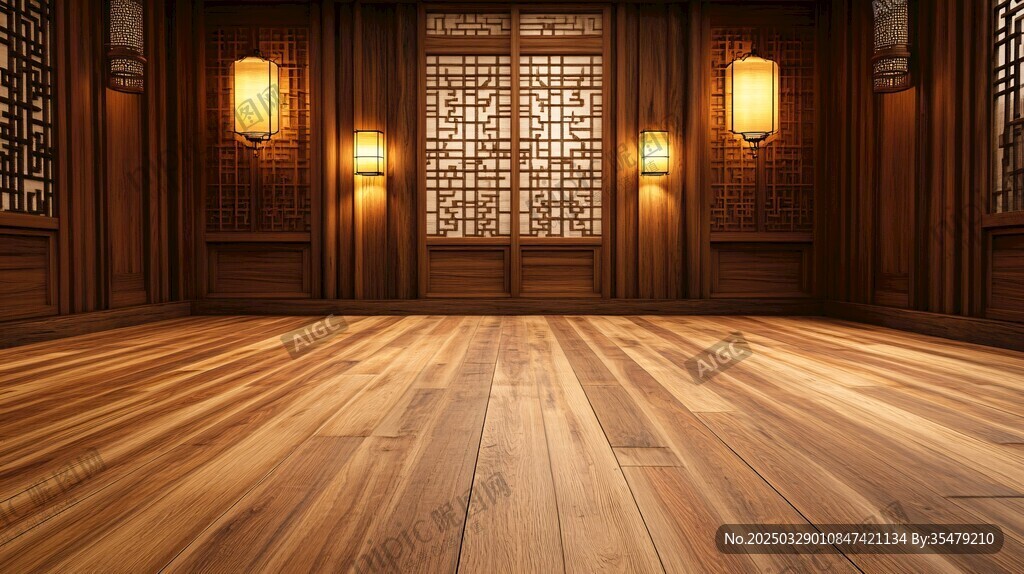 中式古風(fēng)木質(zhì)廳堂空間