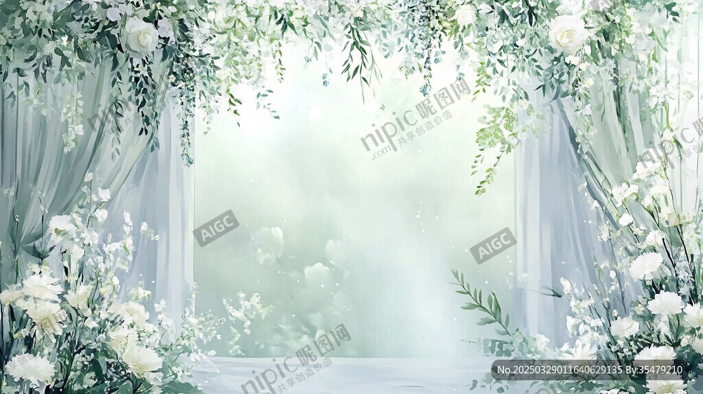 夢幻白色花卉婚禮拱門