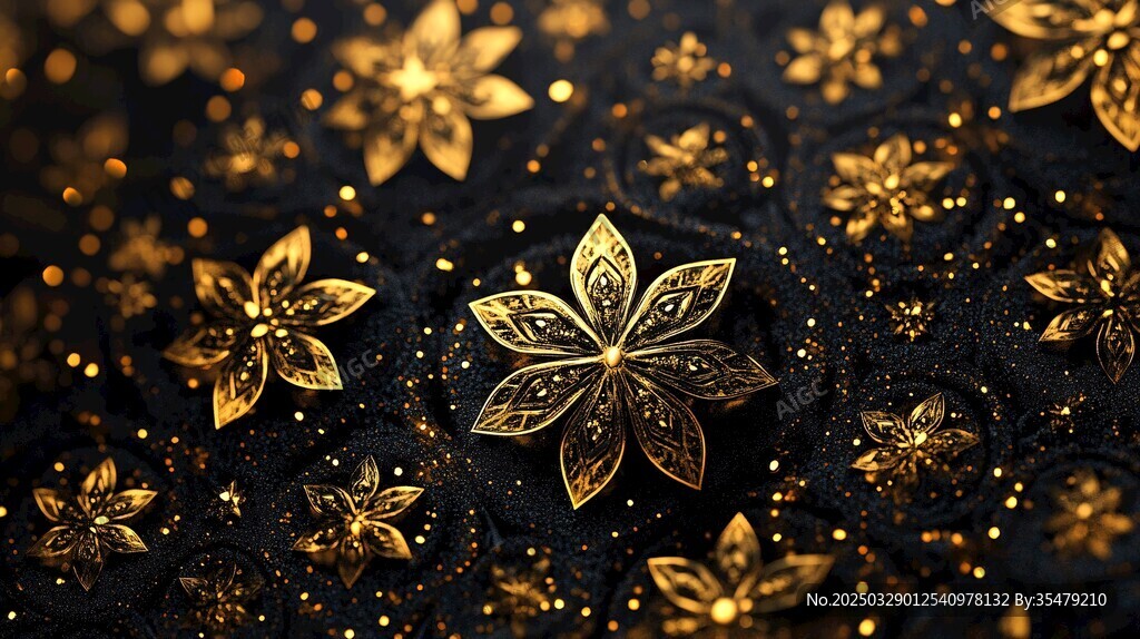 黑金花卉 閃耀夢幻元素