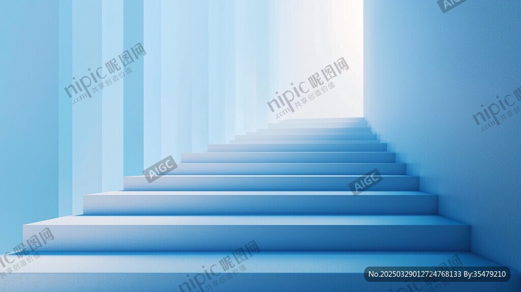 藍色階梯通向光明出口