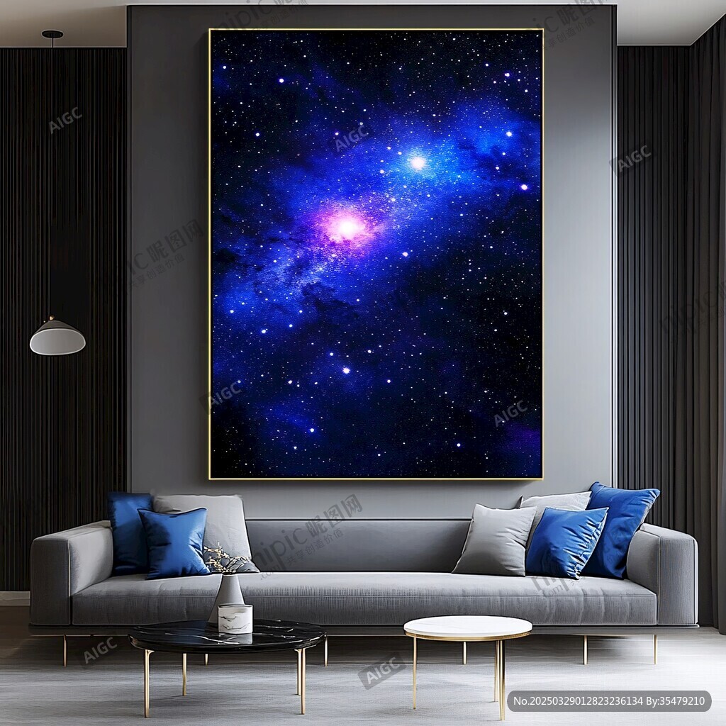 星空掛畫裝點現代風客廳