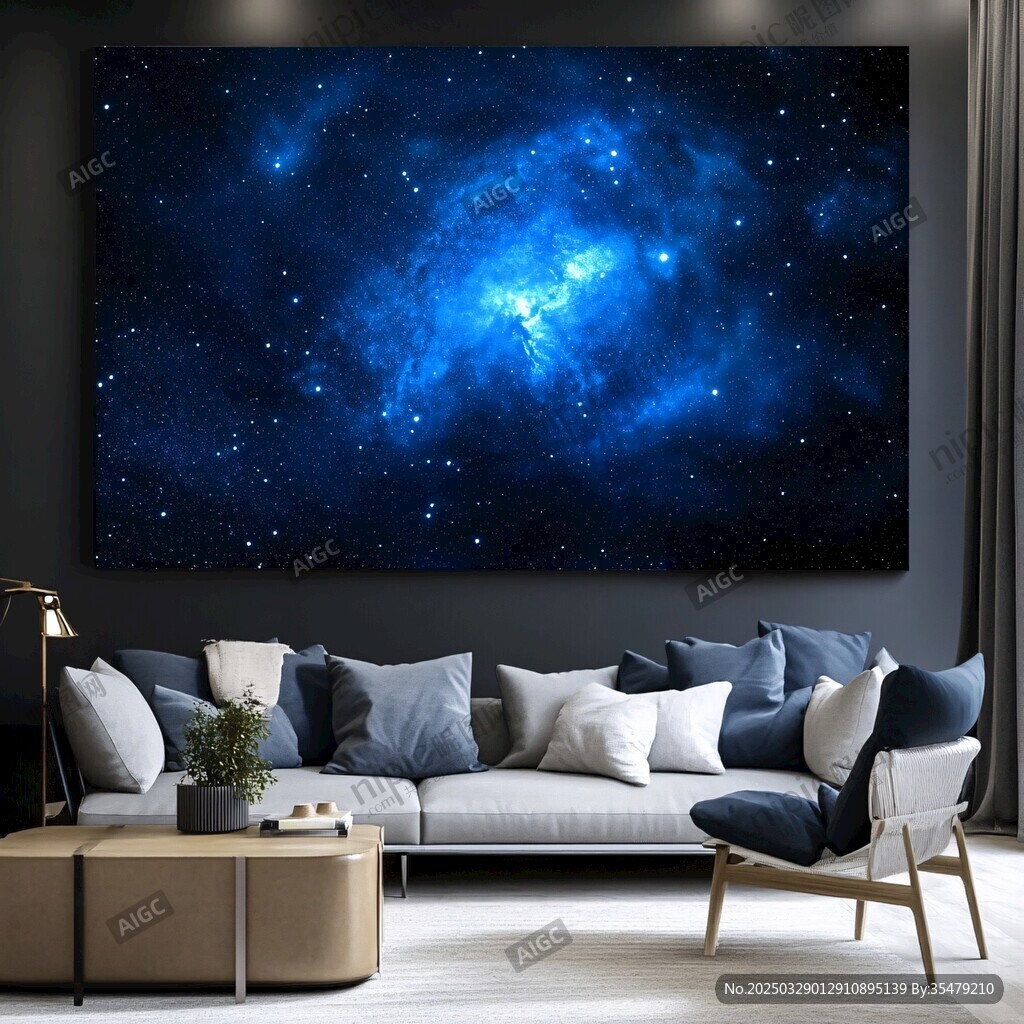 星空掛畫裝點(diǎn)現(xiàn)代風(fēng)客廳