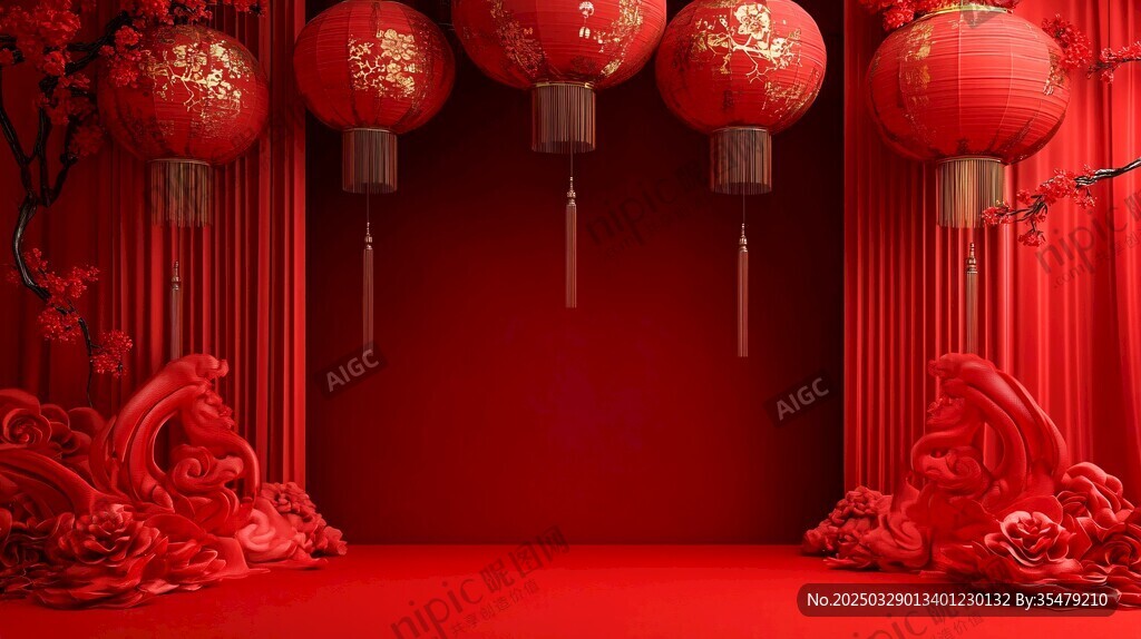 中式喜慶場景紅燈籠布置