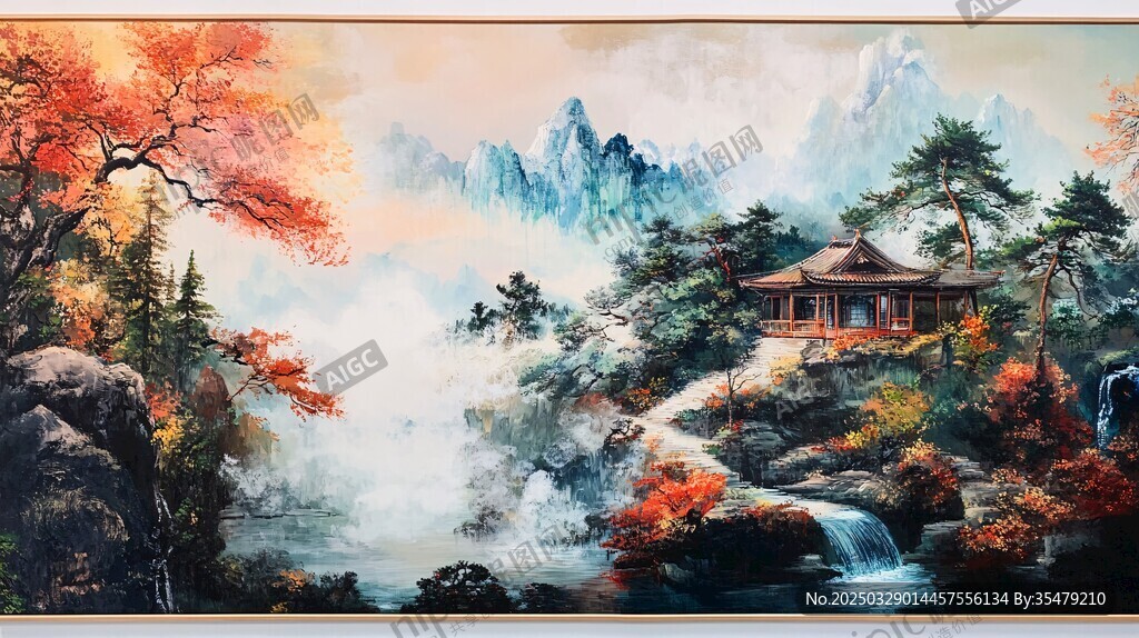 秋韻山水間的雅致小屋