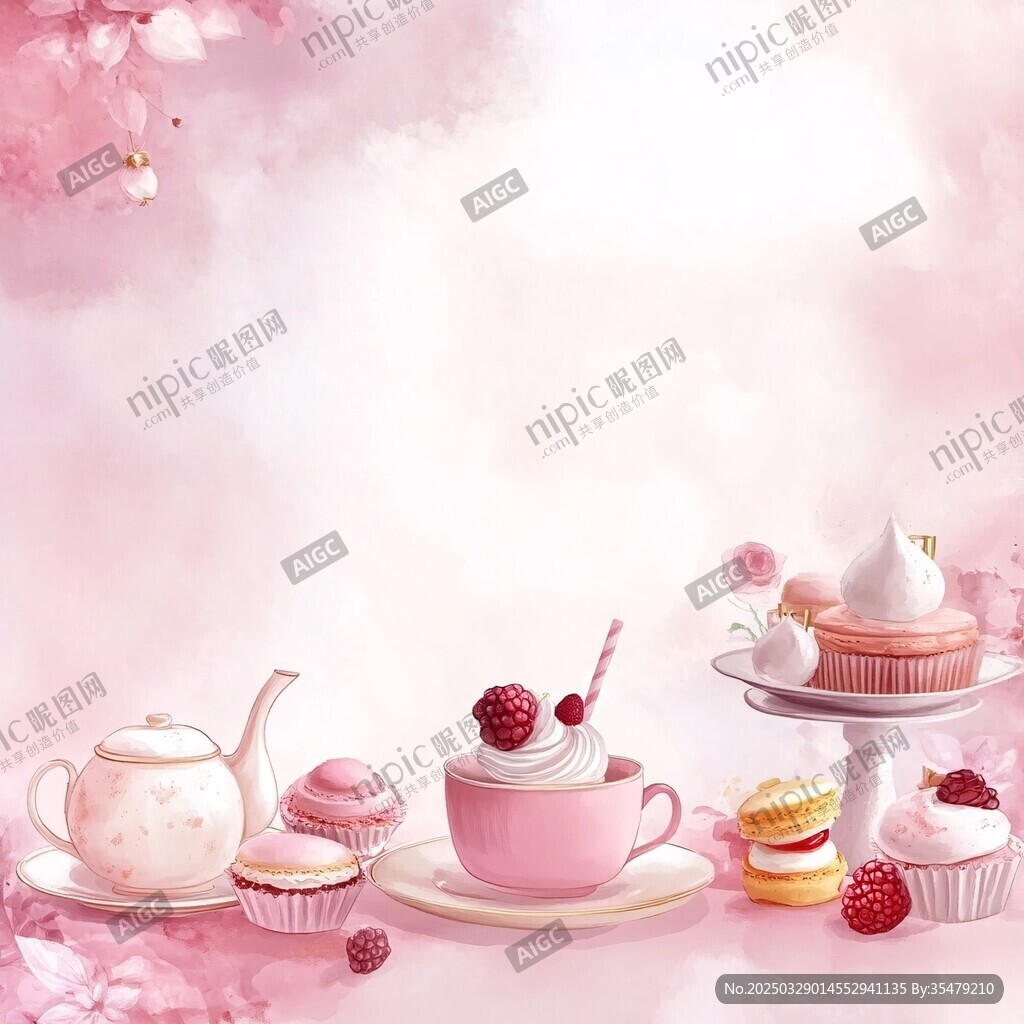 夢(mèng)幻粉色系甜品下午茶場(chǎng)景