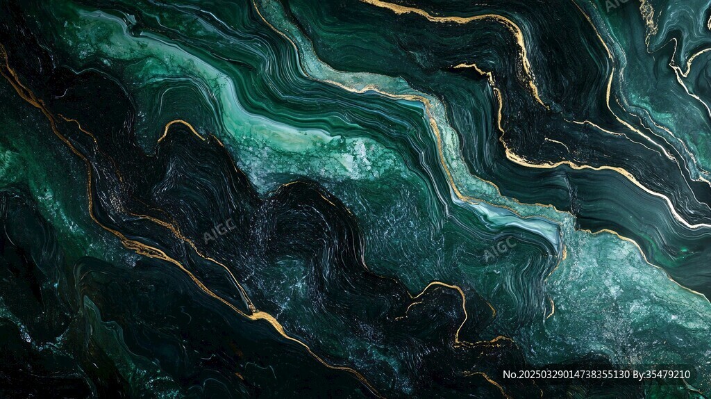 墨綠流金大理石紋理背景