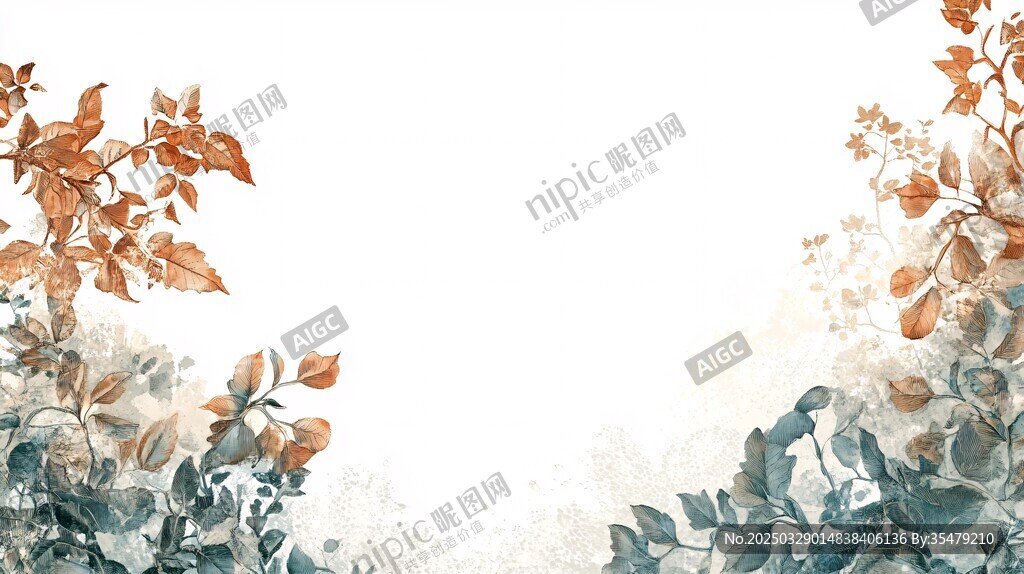 水彩花卉邊框背景圖