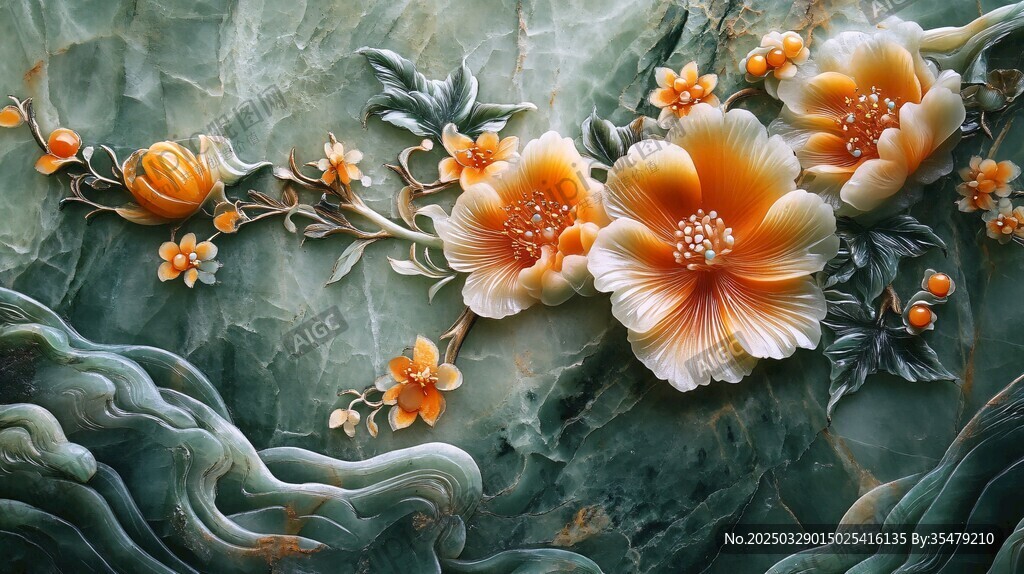 玉雕花卉圖