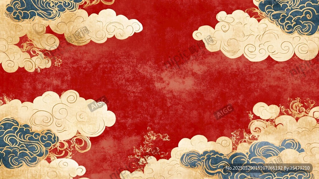 紅色祥云中式傳統(tǒng)背景圖
