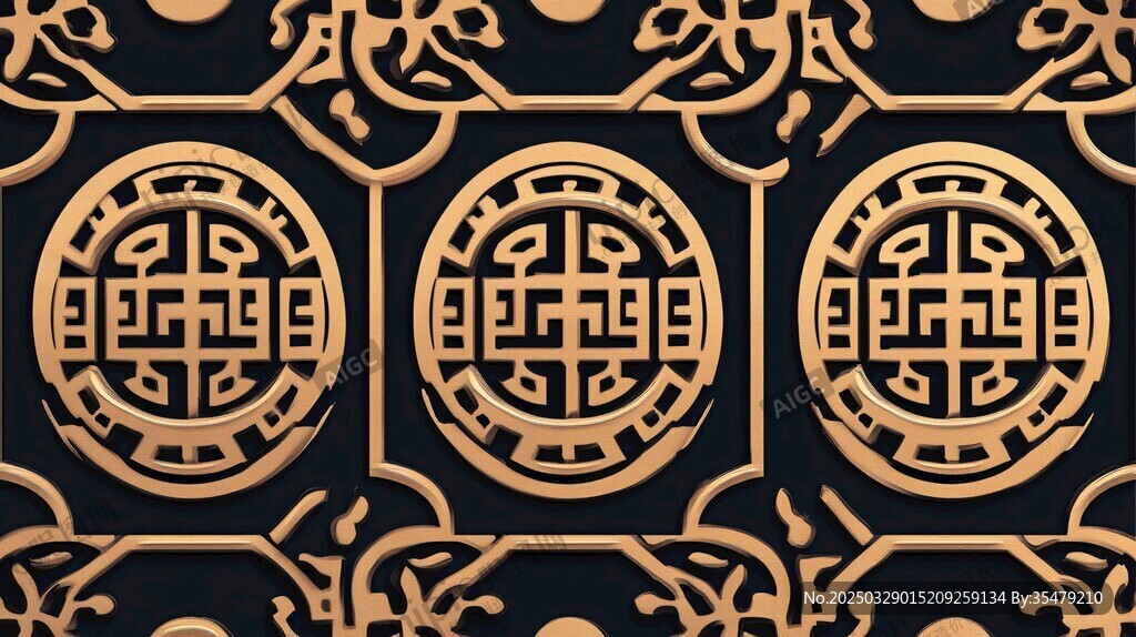 中式古典金色花紋圖案