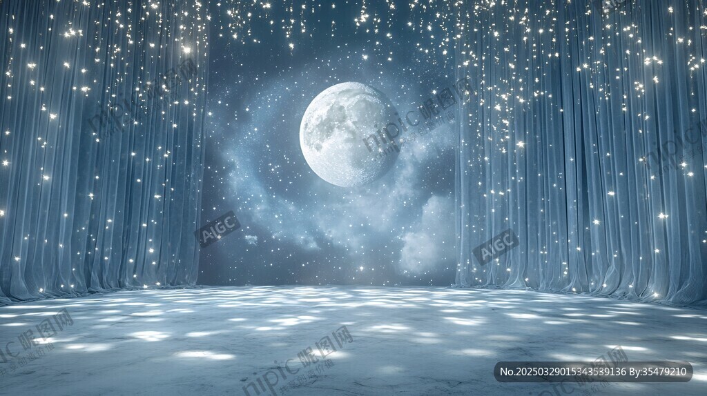 夢幻星空月下空靈場景