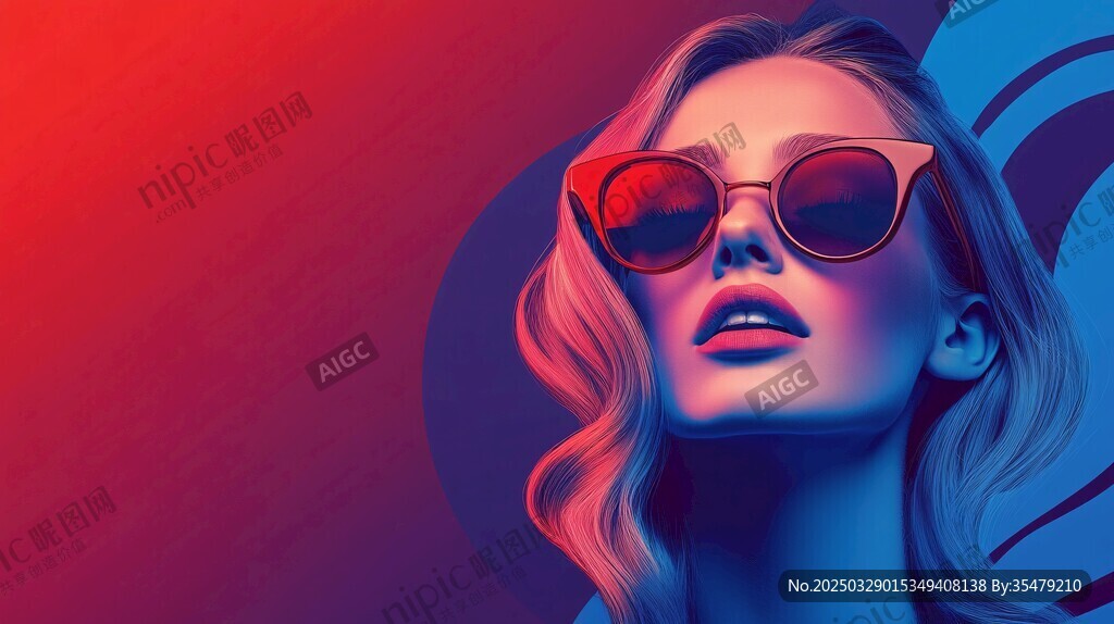 時尚墨鏡女郎的夢幻光影