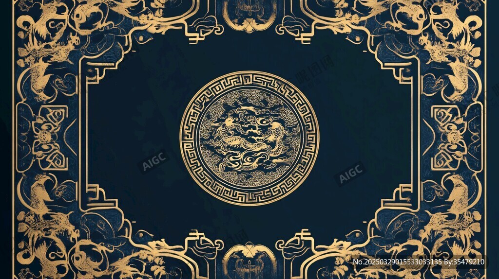 中式古典黑金花紋圖案