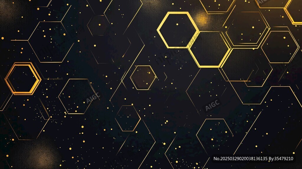 黑金六邊形科技感背景圖