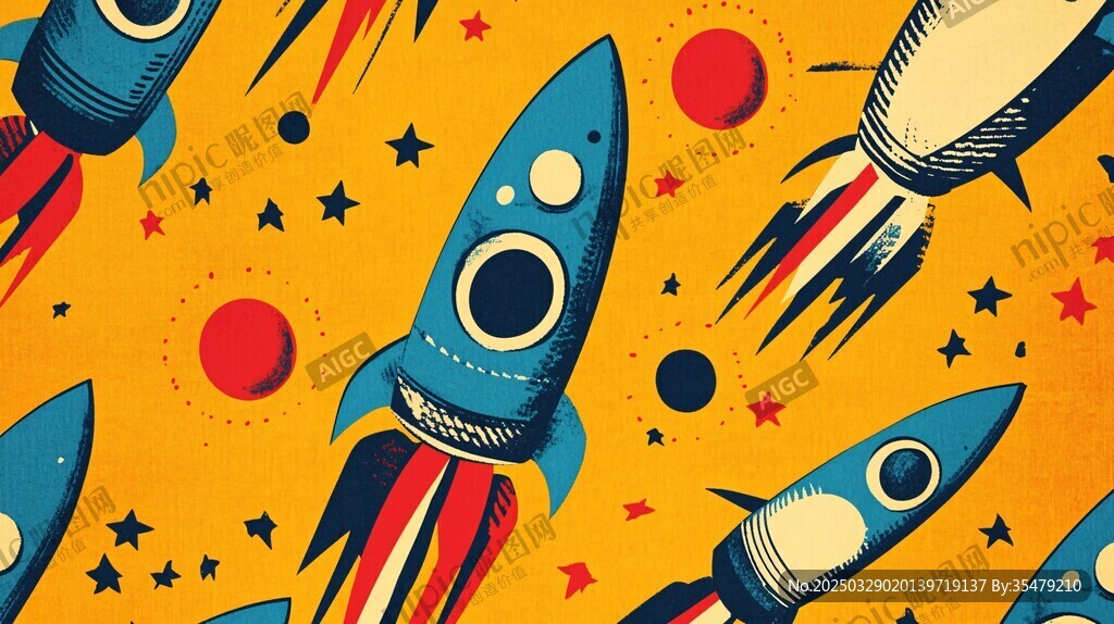火箭星際圖案 多彩宇宙風(fēng)