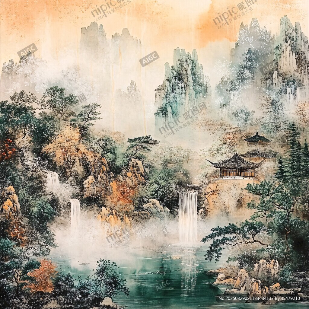 水墨山水間的詩意景致